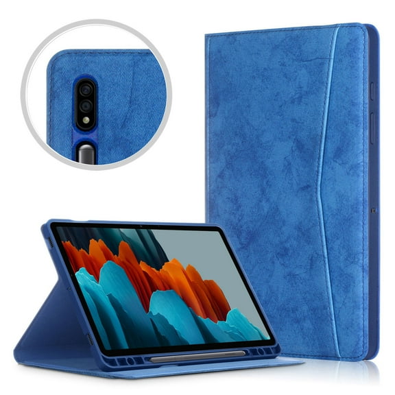 Samsung Galaxy Tab S7 11 inch Case, Dteck Preminm Leather Multi-Angle Viewing Folio Smart Stand Protective Cover with Pocket, Auto Wake Sleep, for Samsung Galaxy Tab S7, Deep Blue
