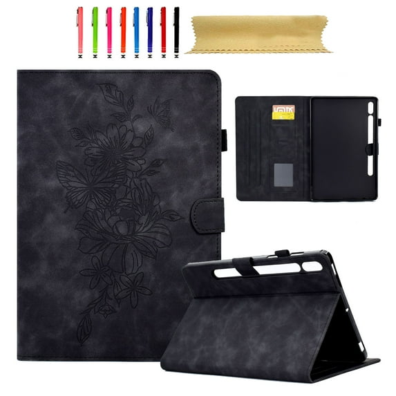 for Samsung Galaxy Tab S8 2022/Tab S7 2020 11" SM-X700/X706/T870/T875/T878, Premium Luxury PU Leather Cover/Smart Folio with Dual Stand & Auto Sleep/Wake Case Cover with Pen Slot & Card Slots, Black