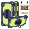 thumbnail image 1 of for Samsung Galaxy Tab S8 Plus 2022/S7 FE 2021/S7 Plus 2020 12.4 Inch,360 Degree Rotation Kickstand Handle Wrist Strap Armor Heavy Duty Rugged Cover with Adjustable Shoulder Strap,Navy+Green, 1 of 8