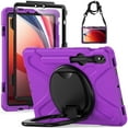 thumbnail image 1 of for Samsung Galaxy Tab S9 11.0" 2023, Rugged Kids Friendly Silicone Case with Folding Stand / Handle Grip Pencil Holder with Shoulder Strap for Tab S9 FE 10.9" 2023 - Purple, 1 of 12