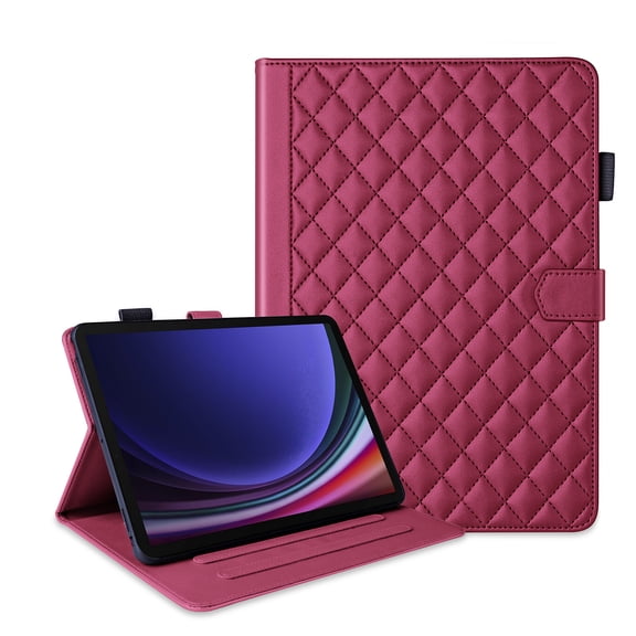 for Samsung Galaxy Tab S9 FE+ 12.4" 2023 SM-X610/SM-X616 Folio Flip Case, Elegant Ultra Slim PU Leather Case with Kickstand Function Pencil Holder and Card Slots for Tab S9 FE Plus, Red