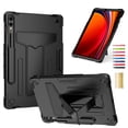 thumbnail image 1 of for Samsung Galaxy Tab S9 FE Plus/S9 Plus/S8 Plus/S7 Plus/S7 FE Case, Silicone Hard Back Kids Friendly Cover Built in Stand Shockproof Heavy Duty Protection - Black, 1 of 5