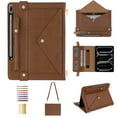 thumbnail image 1 of for Samsung Galaxy Tab S9 Plus Crossbody Case with Card Slots & Stand & Shoulder Strap & Wristband & Pencil Slot, Vintage Labyrinth Pattern Wallet Cover for Galaxy Tab S8 Plus/S7 Plus/S7 FE, Brown, 1 of 9