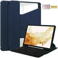 thumbnail image 1 of For Samsung Galaxy Tab S9+ Plus/ Galaxy S9 FE+ Plus Case, Clear Back Cover Rotating Kickstand Shockproof Premium PU Leather Anti-Yellowing Case with Pen Holder (No Keyboard), Darkblue, 1 of 8