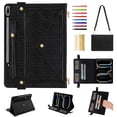 thumbnail image 1 of for Samsung Galaxy Tab S9/S9 FE Case, Handbag Design PU Leather Stand Cover with Elastic Hand Strap and Detachable Adjustable Shoulder Strap, Pencil Holder, Document Card Pocket, Black, 1 of 9