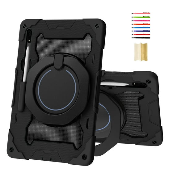 for Samsung Galaxy Tab S9 Ultra 2023 14.6", 3 in 1 Rugged Cover with Pencil Holder Handle Grip 360 Rotating Kickstand Case Kids for Samsung Galaxy Tab S9 Ultra 2023 14.6 inch, Black