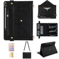 thumbnail image 1 of for Samsung Galaxy Tab S9 Ultra/X910/Tab S8 Ultra 2022/Tab S10 Ultra Crossbody Case with Card Slots & Stand & Shoulder Strap & Wristband & Pencil Slot, Vintage Labyrinth Pattern Wallet Cover, Black, 1 of 9