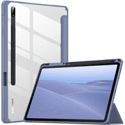 Samsung Galaxy Tab için S7 FE/S7 + PLUS 12.4''2021 (SM-T730/SM-T736) Tablet Kılıfı, Tab S7 FE, Otomatik Uyanma/Uyku için İnce Şeffaf Arka Kapak Samsung Tab S7 FE, Mor