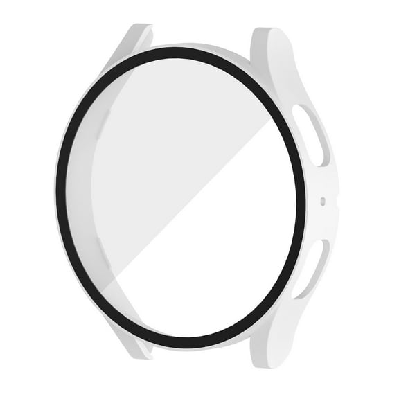 for Samsung Galaxy Watch 5 40mm Hard Protective Case with HD Ultra-Clear Tempered Glass Screen Protector, Matte PC Bumper Anti-Scratch Shockproof Cover for Samsung Galaxy Watch 5 40mm, White