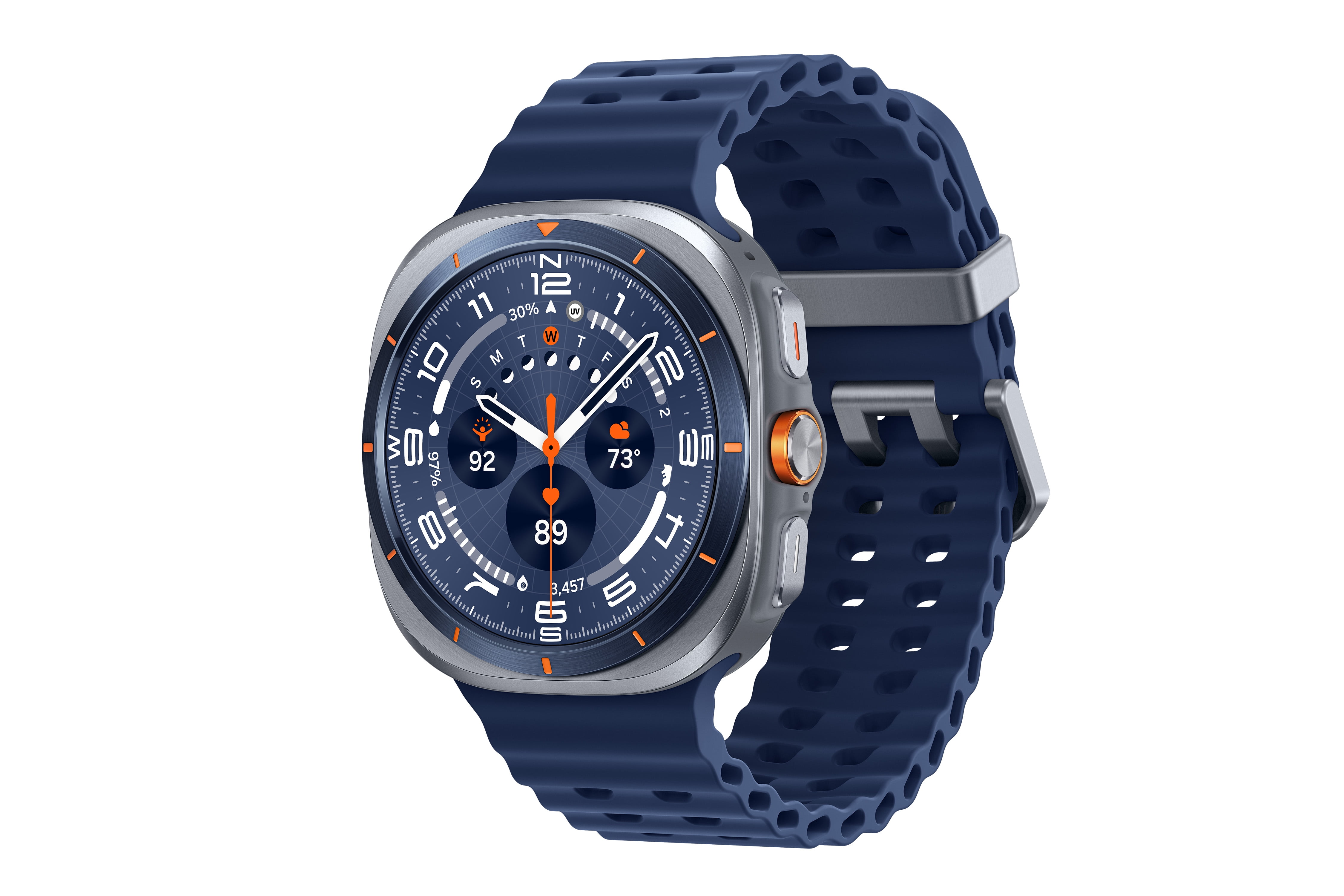 Open Box Samsung Galaxy Watch Ultra 47mm LTE Titanium Smart Watch, Titanium Blue, Blue Sport Band (2025)