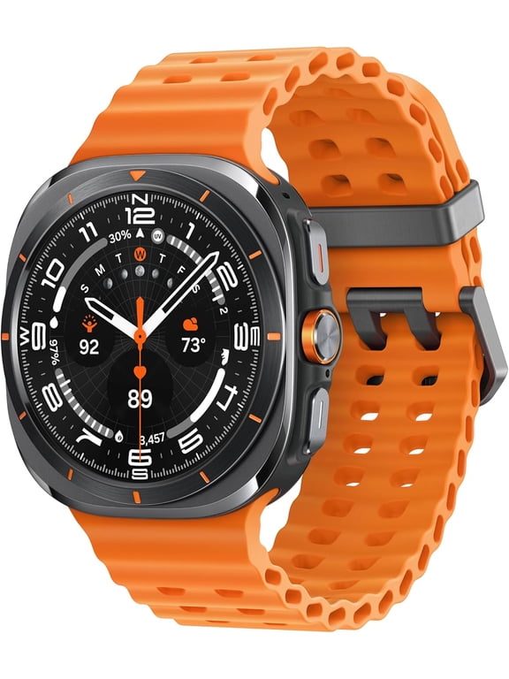 Galaxy Watch Ultra 47mm LTE Titanium Smart Watch, Titanium Gray, Orange Band