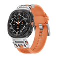 thumbnail image 1 of for Samsung Galaxy Watch Ultra Bands 47mm Sport Band Durable Armor Designed Silicone Rubber Strap with Stainless Steel Metal Connector Military Rugged Galaxy Watch 7 Ultra Bands,Orange+Silver, 1 of 7