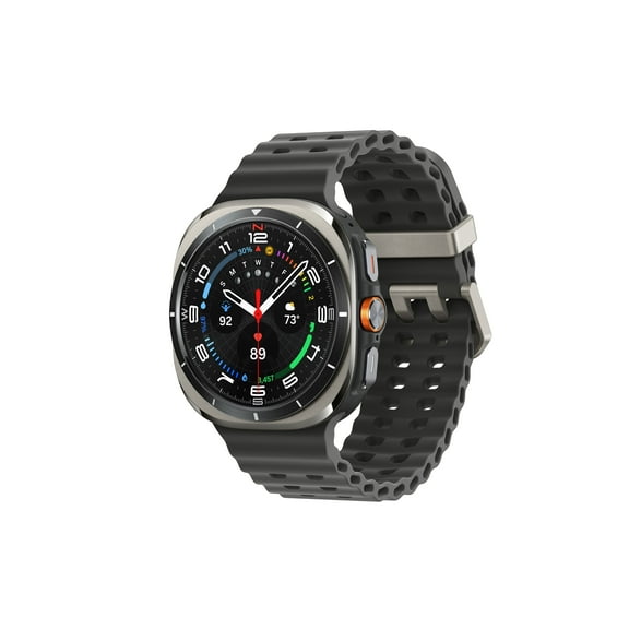 Samsung Galaxy Watch Ultra 47mm LTE Titanium Smart Watch, Titanium Silver, Dark Gray Sport Band (2025)