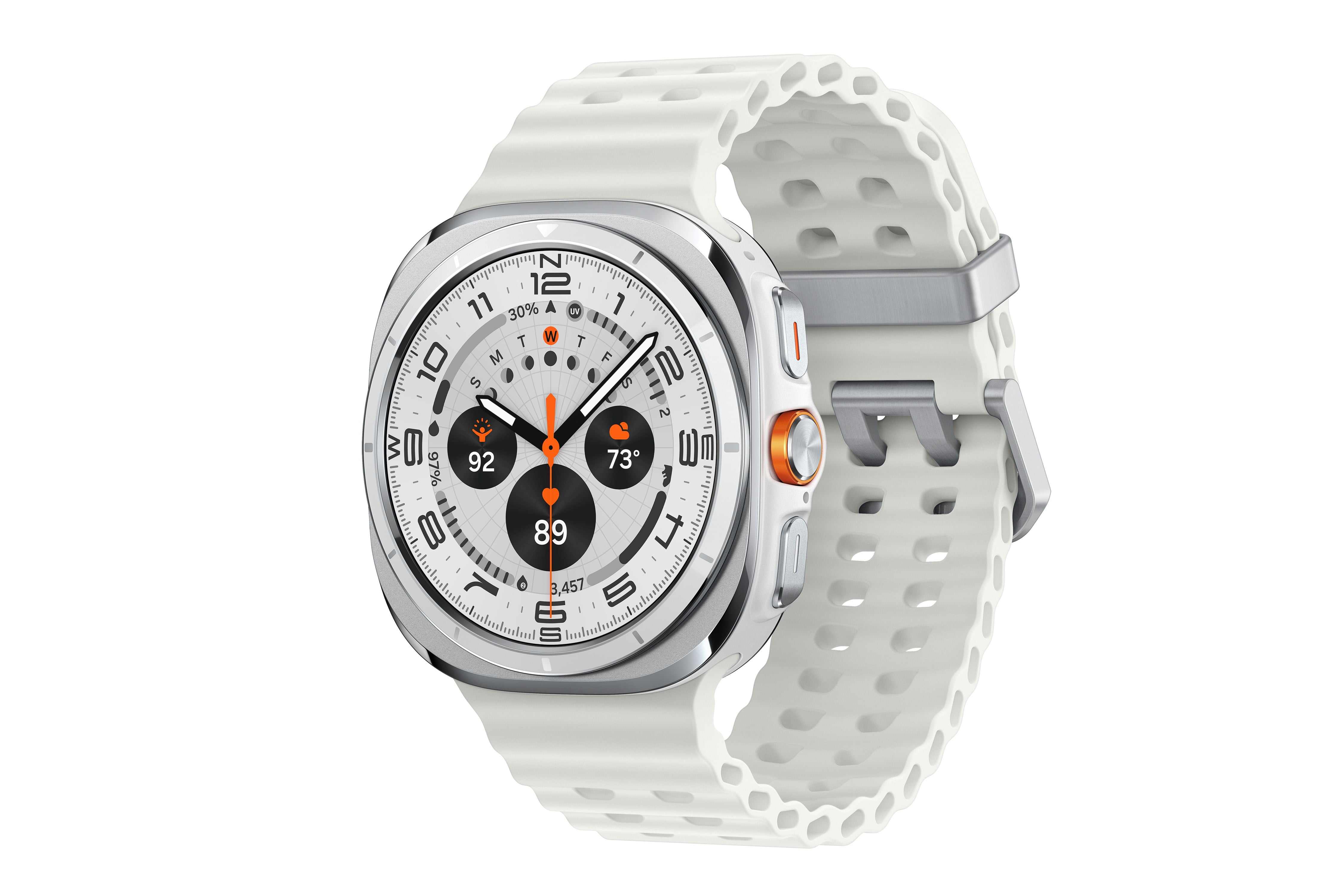 Samsung Galaxy Watch Ultra 47mm Cellular Titanium Smart Watch, Titanium White, White Sport Band