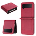 thumbnail image 1 of for Samsung Galaxy Z Flip 3 5G Slim Flip Case, Premium PU Leather Shockproof Drop Protective with Hinge Protection Phone Case Cover for Samsung Galaxy Z Flip 3 5G, Red, 1 of 5
