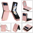 thumbnail image 1 of for Samsung Galaxy Z Flip 3 Case with Card Slots Crossbody Wallet Case with Adjustable Strap Make-up Mirror Luxury PU Leather Protective Flip Phone Case for Samsung Galaxy Z Flip 3 Women Girls, Pink, 1 of 10