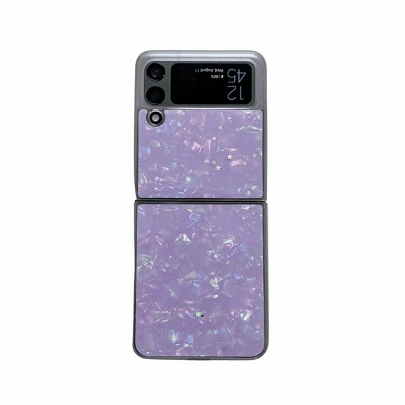 Samsung Galaxy Z Flip 3 Case for Girls Women,Luxury Cute Glitter Crystal Pearl TPU Bumper,Slim Soft Shockproof Bling Lightweight Protective Phone Case for Samsung Galaxy Z Flip 3 - Purple