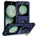 thumbnail image 1 of For Samsung Galaxy Z Flip 3 Case ,Heavy Duty Shockproof Body Phone Cover Built in Metal Rotated Magnetic Ring Holder Kickstand,Dropproof,Dustproof,Dual Layer Military-Grade Drop protection,Blue, 1 of 6