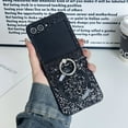 thumbnail image 1 of for Samsung Galaxy Z Flip 3 Case,Support Wireless Charging, Glitter Shockproof Slim Fit Sturdy Anti-Slip Luxury Cover with Hinge Protection Ring Kickstand Case for Samsung Galaxy Z Flip 3,Black, 1 of 7