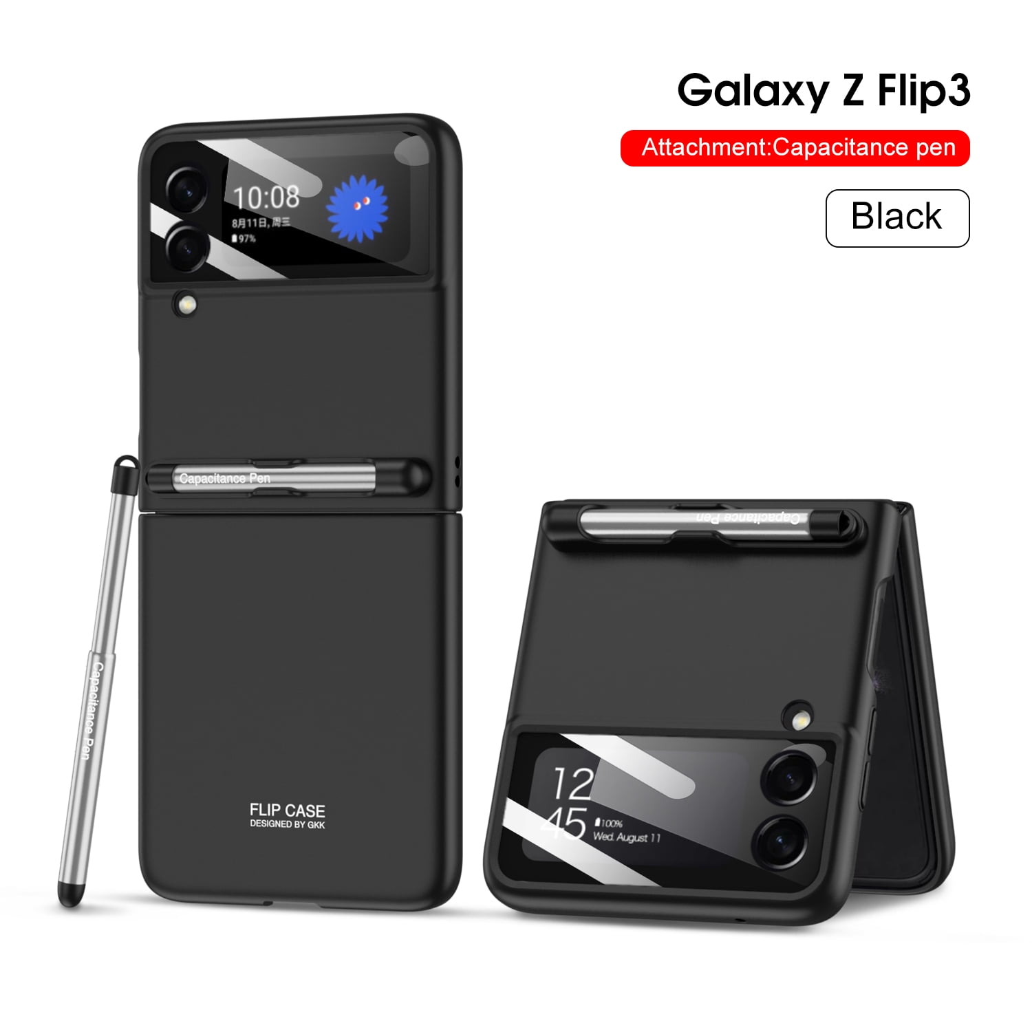 COCOING for Samsung Galaxy Z Flip 4 Case,with Stylus Fashion Business Phone  case,with Hinge Protection Device and Camera Screen Protector,Case for