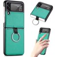thumbnail image 1 of Samsung Galaxy Z Flip 3 Phone Case, PU Leather Protective Cover with Ring Strap Shockproof Lightweight Smartphone Protector Case for Samsung Galaxy Z Flip 3 ZH Green, 1 of 13