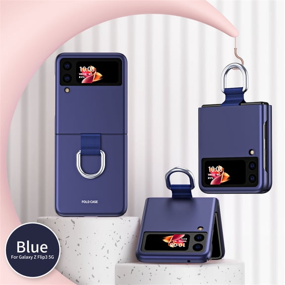 for Samsung Galaxy Z Flip 3 Phone Case, Protective Cover with Ring, Heavy Duty Shockproof Hard PC Case for Samsung Galaxy Z Flip 3 5G Wireless Charging Ultra-thin, Royalblue