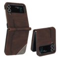thumbnail image 1 of for Samsung Galaxy Z Flip 3 Premium PU Leather Case, Classic Shockproof Protective Durable Anti-falling Ultra Slim Phone Case Cover for Samsung Galaxy Z Flip 3, Brown, 1 of 5