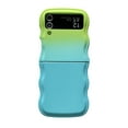 thumbnail image 1 of for Samsung Galaxy Z Flip 3 Soft Silicone Case, Gradient Color Curly Wave Frame Shockproof Anti-Scratch Protective Flexible Soft Rubber TPU Phone Cover for Samsung Galaxy Z Flip 3, Green/Blue, 1 of 8