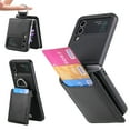 thumbnail image 1 of for Samsung Galaxy Z Flip 3 Wallet Case with Card Holder Kickstand & Ring, Premium PU Leather Shockproof Protective Pocket with Magnetic Clasp Flip Case for Samsung Galaxy Z Flip 3, Black, 1 of 8