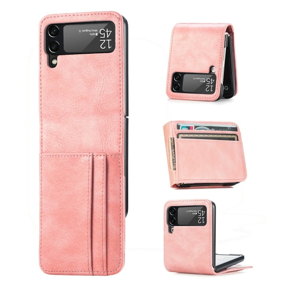for Samsung Galaxy Z Flip 3 Wallet Case with Card Holder, Premium PU Leather Business Case with Hinge Protection Slim Shockproof Women Men Protective Phone Cover for Galaxy Z Flip 3 5G,
Pink