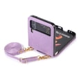 thumbnail image 1 of for Samsung Galaxy Z Flip 4 5G Case with Card Holder, Wristband & Shoulder Strap Drop Proof, Multifunctional Slim PU Leather Shockproof Protective Case Cover for Women Girls for Z Flip 4, Purple, 1 of 6