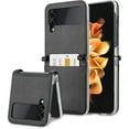 thumbnail image 1 of for Samsung Galaxy Z Flip 4 5G Case Card Slot Premium Leather Hard PC Anti-Scratch Anti-Drop Protective Slim Wallet Card Holder Cover for Women Girls Men-Black, 1 of 14