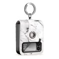 thumbnail image 1 of for Samsung Galaxy Z Flip 4 5G Case with Diamond Ring, Faux Leather Plating Frame Small Screen Protection Luxurious Handstrap Kickstand Beauty Shock Resistant Scratch Proof Hard Case,White, 1 of 11