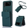 thumbnail image 1 of for Samsung Galaxy Z Flip 4 5G Crossbody Strap Case, Retro PU Leather RFID Blocking Flip Case Cover with Magnetic Closure Card Slots for Men Women for Samsung Galaxy Z Flip 4 5G, Green, 1 of 7