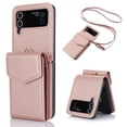 thumbnail image 1 of for Samsung Galaxy Z Flip 4 5G Crossbody Strap Case, Retro PU Leather RFID Blocking Flip Case Cover with Magnetic Closure Card Slots for Men Women for Samsung Galaxy Z Flip 4 5G, Rosegold, 1 of 7