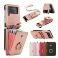 thumbnail image 1 of for Samsung Galaxy Z Flip 4 5G Wallet Case with Card Holder, PU Leather Case with Ring Holder Kickstand, Snap Button Card Slots Case for Women Men for Z Flip 4 5G with Crossbody Strap - Rosegold, 1 of 10