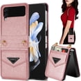 thumbnail image 1 of for Samsung Galaxy Z Flip 4 5G Women Wallet Case with Card Holder, Premium PU Leather Detachable Adjustable Cross-Body Strap Phone Case Cover for Samsung Galaxy Z Flip 4 CT Rose Gold, 1 of 16
