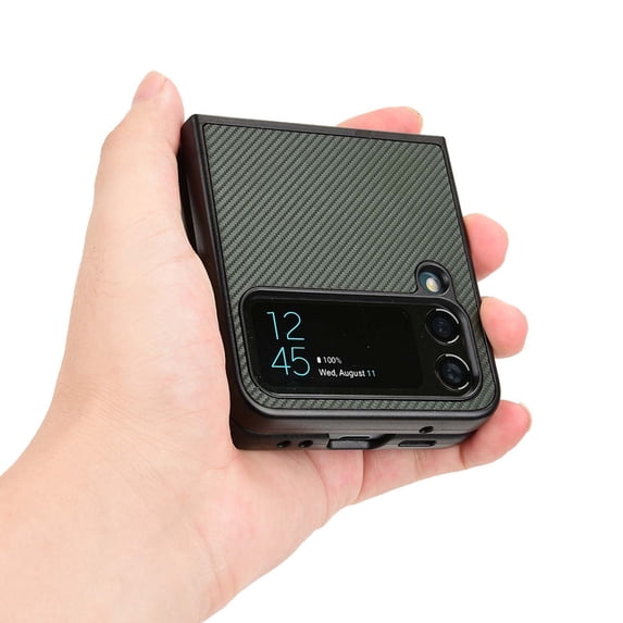for Samsung Galaxy Z Flip 4 Case with Carbon Fibre Texture, Shockproof Drop Proof Lightweight Protective Slim Case Support Wireless Charging for Samsung Galaxy Z Flip 4,Green