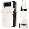 thumbnail image 1 of for Samsung Galaxy Z Flip 4 Case with Card Slot Holder, [RFID Blocking] [Crossbody Strap] Women Girls PU Leather Wallet Case Lanyard Kickstand Crossbody Bag for Z Flip 4 - White, 1 of 14