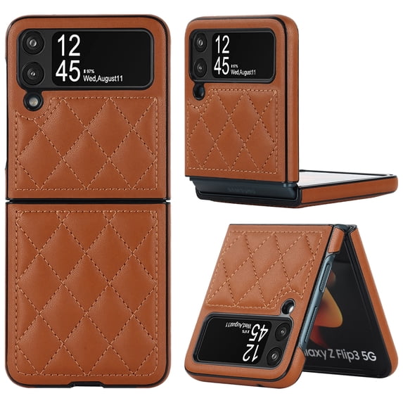 for Samsung Galaxy Z Flip 4 Case Elegant PU Leather, Samsung Galaxy Z Flip 4 Case Protective Premium Slim Thin Phone Case for Women Girls Compatible with Samsung Galaxy Z Flip 4, Brown