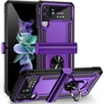 thumbnail image 1 of for Samsung Galaxy Z Flip 4 Case, Galaxy Z Flip 3 Case with Hinge Protection and 360°Rotate Ring Magnetic Kickstand Heavy Duty Protective Case for Samsung Galaxy Z Flip 3/4 Phone (Purple), 1 of 7