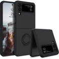 thumbnail image 1 of for Samsung Galaxy Z Flip 4 Case, Slim Fit Ring Holder Kickstand Liquid Silicone Soft Gel Rubber Bumper Shockproof Women Men Girls Boys Case for Samsung Galaxy Z Flip 4 5G 6.7" 2022, Black, 1 of 17