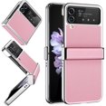 thumbnail image 1 of for Samsung Galaxy Z Flip 4 Case,Slim Thin Lightweight Non-Slip Leather Back Electroplated Frame Shockproof Protective Phone Case with Hinge Protection for Samsung Galaxy Z Flip 4 5G (Pink), 1 of 7