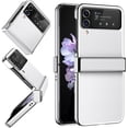 thumbnail image 1 of for Samsung Galaxy Z Flip 4 Case,Slim Thin Lightweight Non-Slip Leather Back Electroplated Frame Shockproof Protective Phone Case with Hinge Protection for Samsung Galaxy Z Flip 4 5G (White), 1 of 14