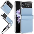 thumbnail image 1 of for Samsung Galaxy Z Flip 4 Case,Slim Thin Lightweight Non-Slip Leather Back Electroplated Frame Shockproof Protective Phone Case with Hinge Protection for Samsung Galaxy Z Flip 4 5G (Sky Blue), 1 of 14