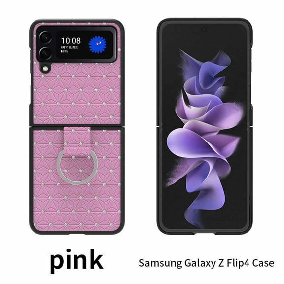 For Samsung Galaxy Z Flip 4 Case, TECH CIRCLE Slim Fit Soft TPU Bling Glitter Women Girls Shockproof Protective Cover with Ring for Samsung Z Flip 4 6.7 inch 2022,Pink