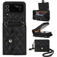 thumbnail image 1 of for Samsung Galaxy Z Flip 4 Case, Wallet Phone Case Cute Leather Case with Card Holder Crossbody Cover for Women Girls Strap Wristlet RFID Blocking Shockproof Protective Cover, Black, 1 of 14