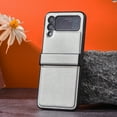 thumbnail image 1 of for Samsung Galaxy Z Flip 4 Classic Case, Z Flip 4 Case with Hinge Protection PU Leather + Hard PC Shell Ultra Thin Slim Durable Protective Phone Case for Samsung Galaxy Z Flip 4 5G, Silver, 1 of 10
