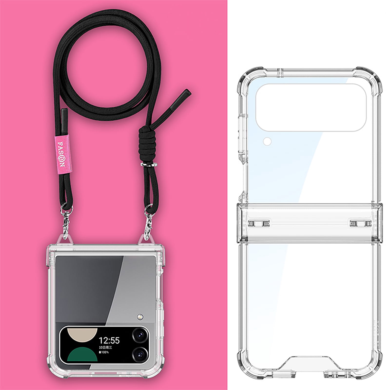 Samsung Ropes for Samsung Galaxy Z Flip 4 Clear Case with Hinge Protection and Long ...