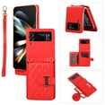 thumbnail image 1 of for Samsung Galaxy Z Flip 4 Detachable Shoulder Strap Wallet Case, with Card Slots & 360-degree Rotation Stand Ring Flip Premium PU Leather Protective Cover Lanyard for Women Girls, Red, 1 of 11